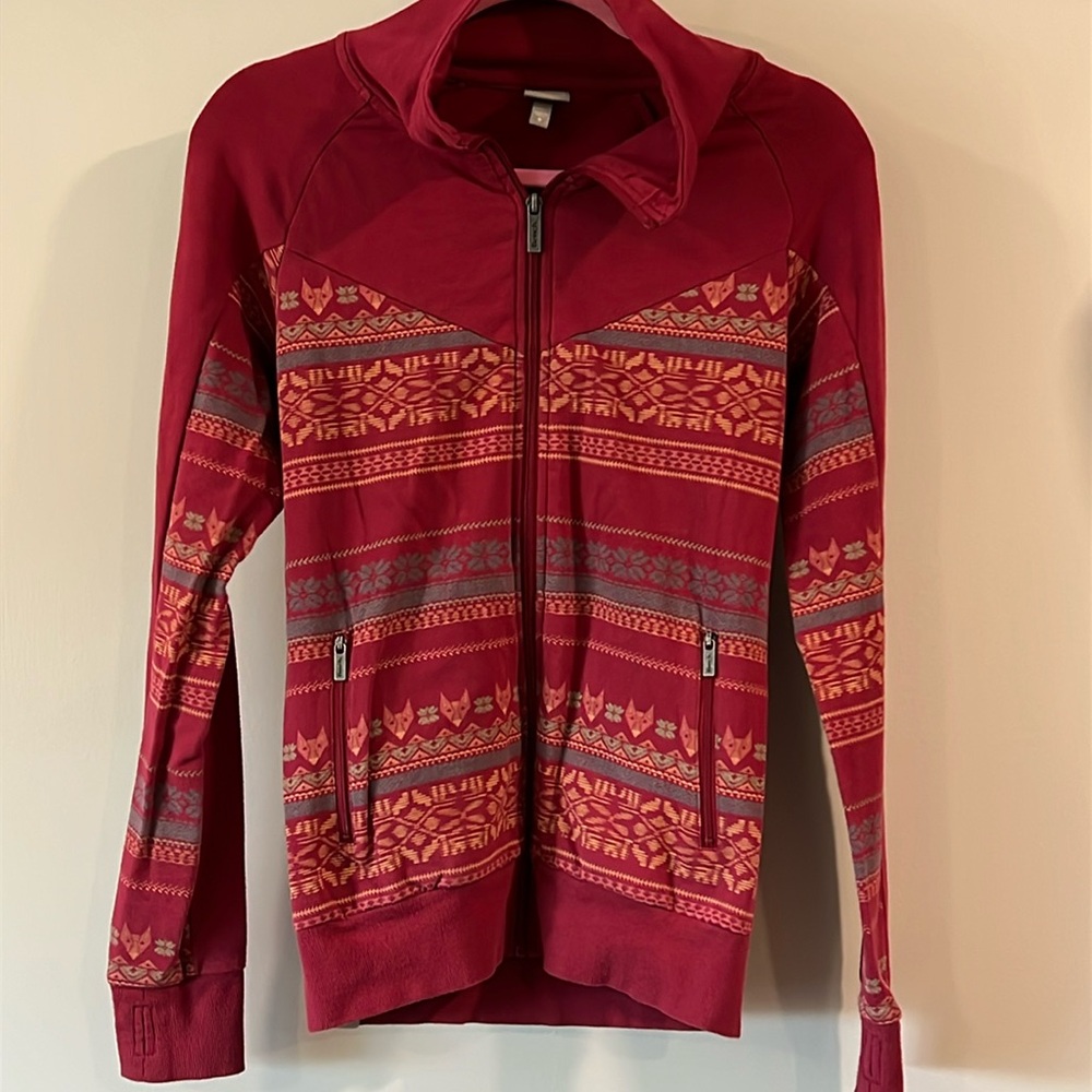Bench - small, knit zip up, wolves, fair‎ isle print